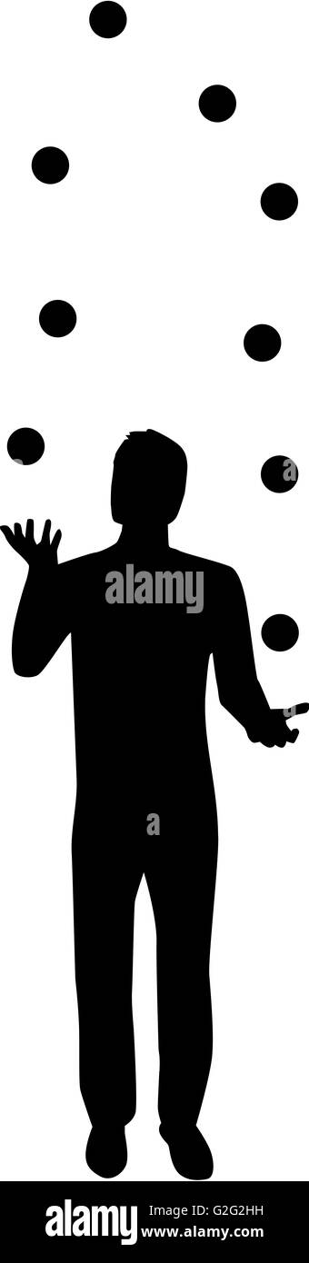 Juggling man silhouette Stock Photo