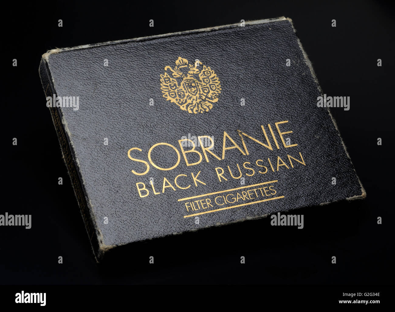 Box of Sobranie Black Russian Cocktail Cigarettes Stock Photo