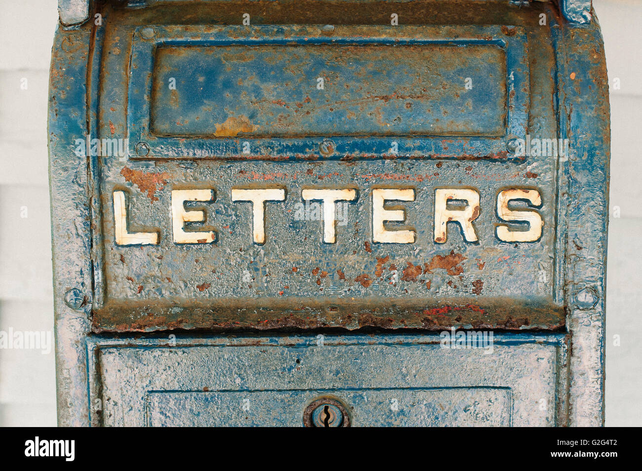 Old-Fashioned Blue Mailbox Stock Photo - Alamy