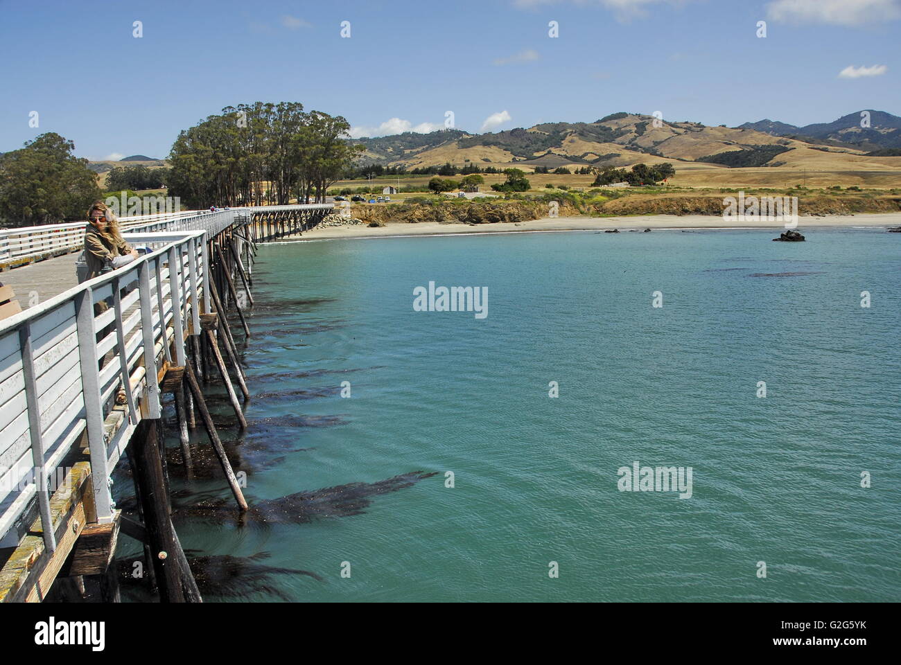 San Simeon Pier at William Randolf Hearst State Beach in San Simeon, California Stock Photo