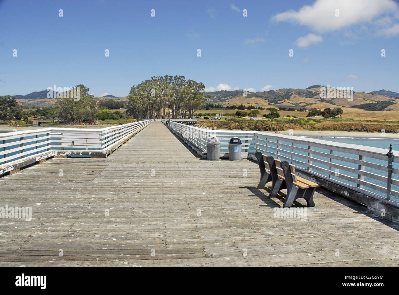 San Simeon Pier at William Randolf Hearst State Beach in San Simeon, California Stock Photo