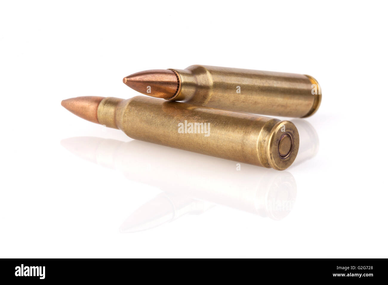 Two rifle bullets isolated on white background with reflection Stock ...