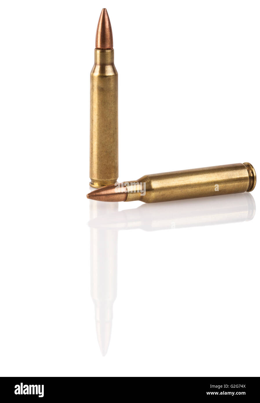 Two rifle bullets isolated on white background with reflection Stock ...