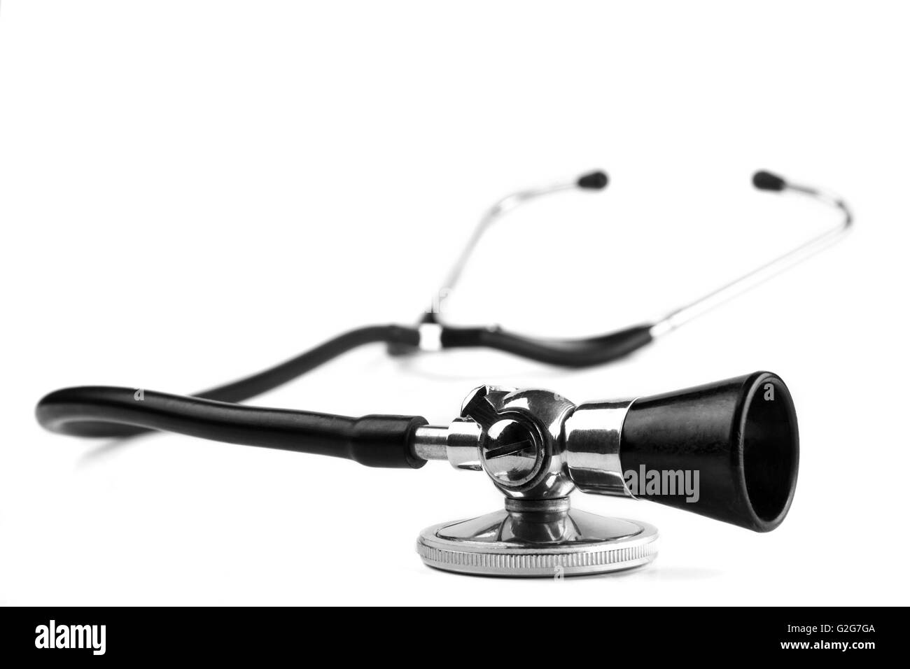 Black stethoscope  closeup isolated on white background Stock Photo