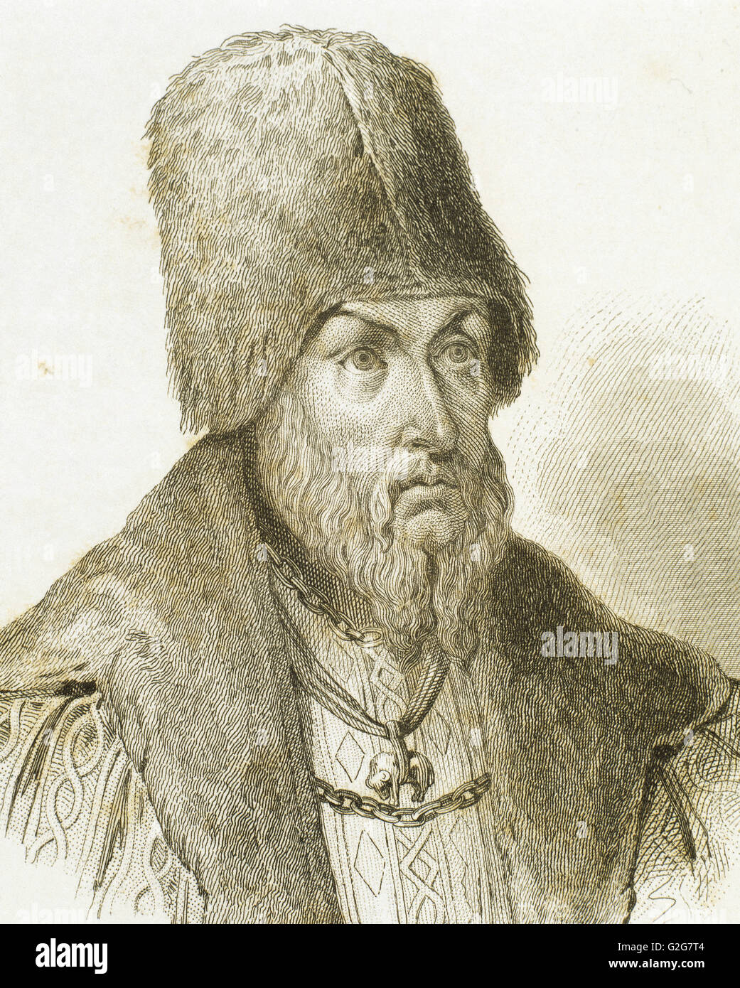 Sigismund I the Old (1467-1548). King of Poland and Grand Duke of Lithuania. Portrait. Engraving, 19th century. Stock Photo