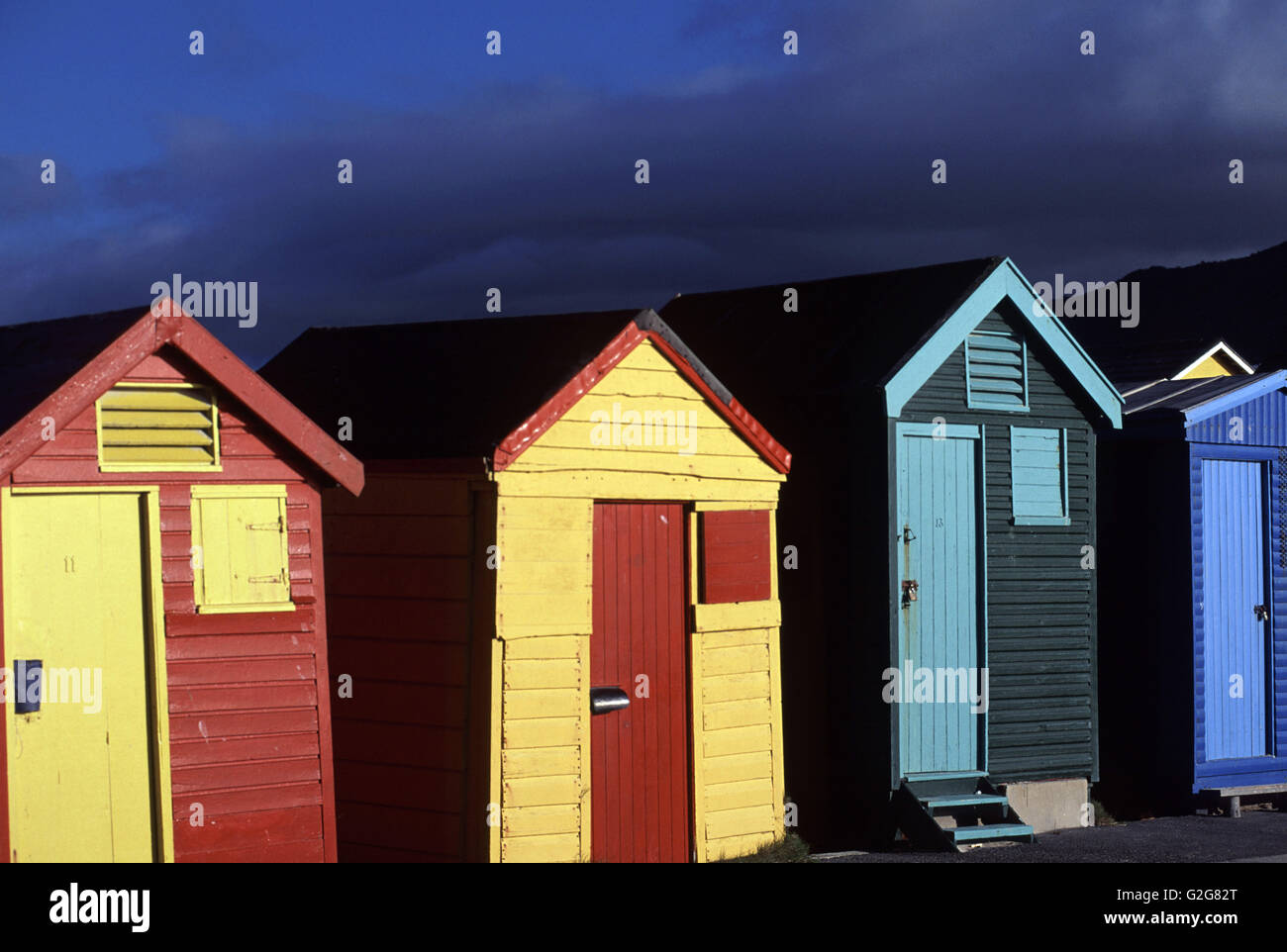 Beach Sheds in Muizenberg, near Cape Town, South Africa. Stock Photo