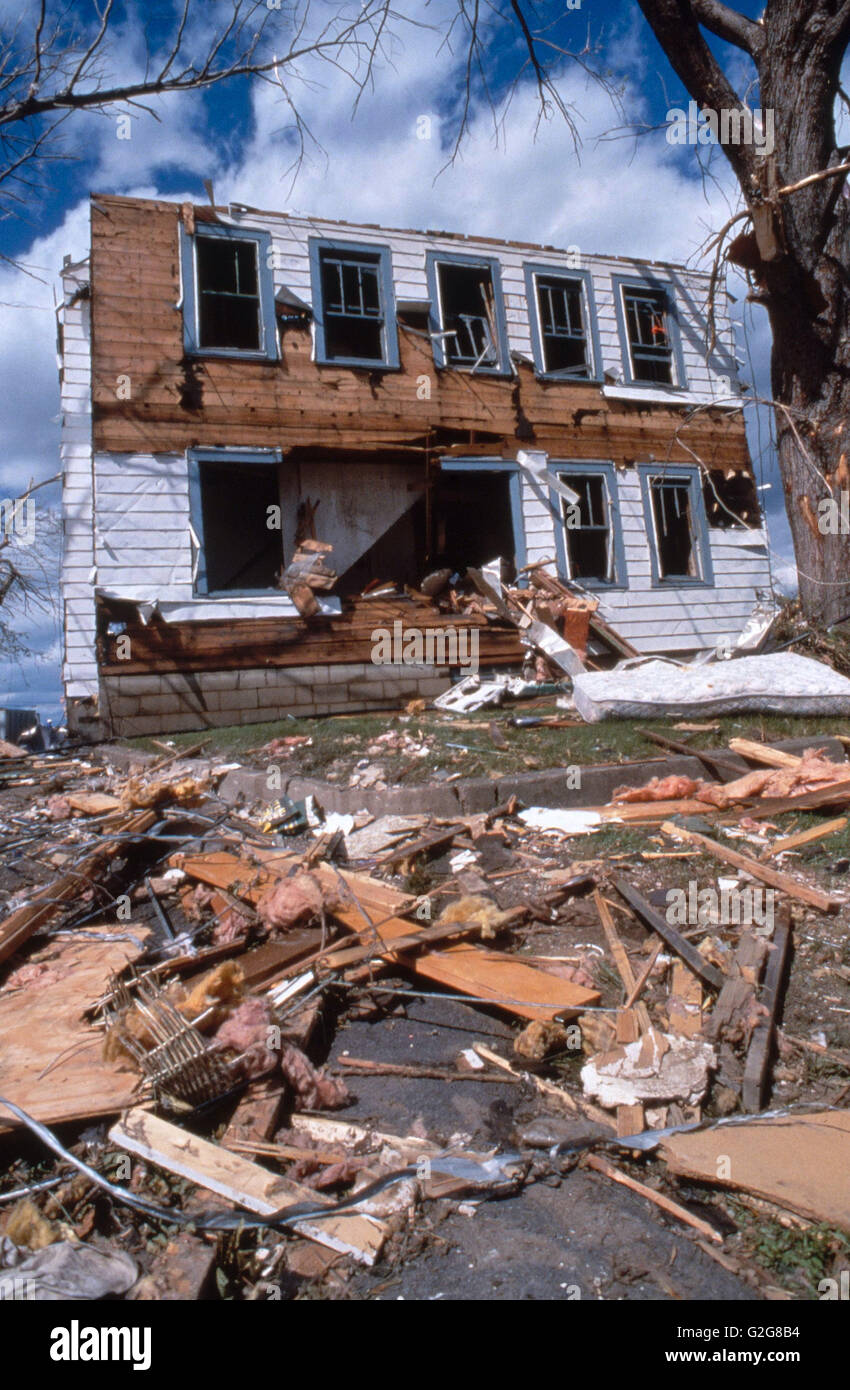 Tornado destroyed house in Stillwater, New York; 1998 Stock Photo