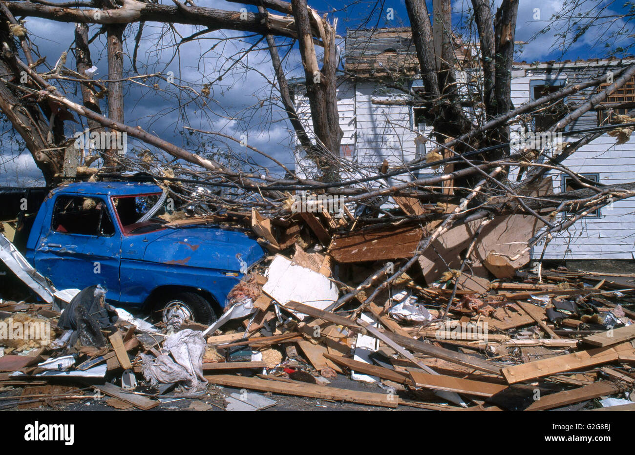A tornado destroyed house in Stillwater, New York; 1998 Stock Photo
