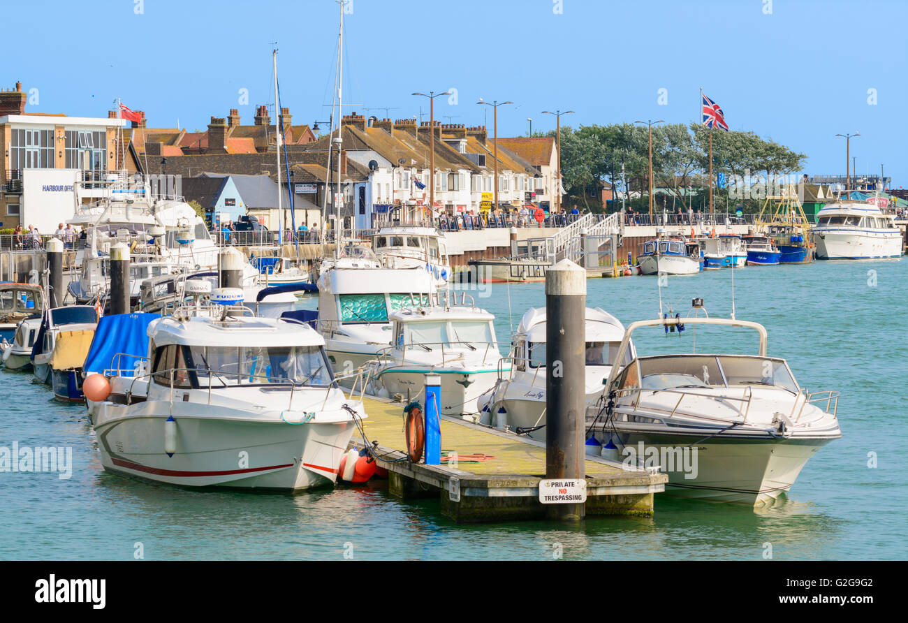 Boats moored on the River Arun in Littlehampton, West Sussex, England, UK. Stock Photo