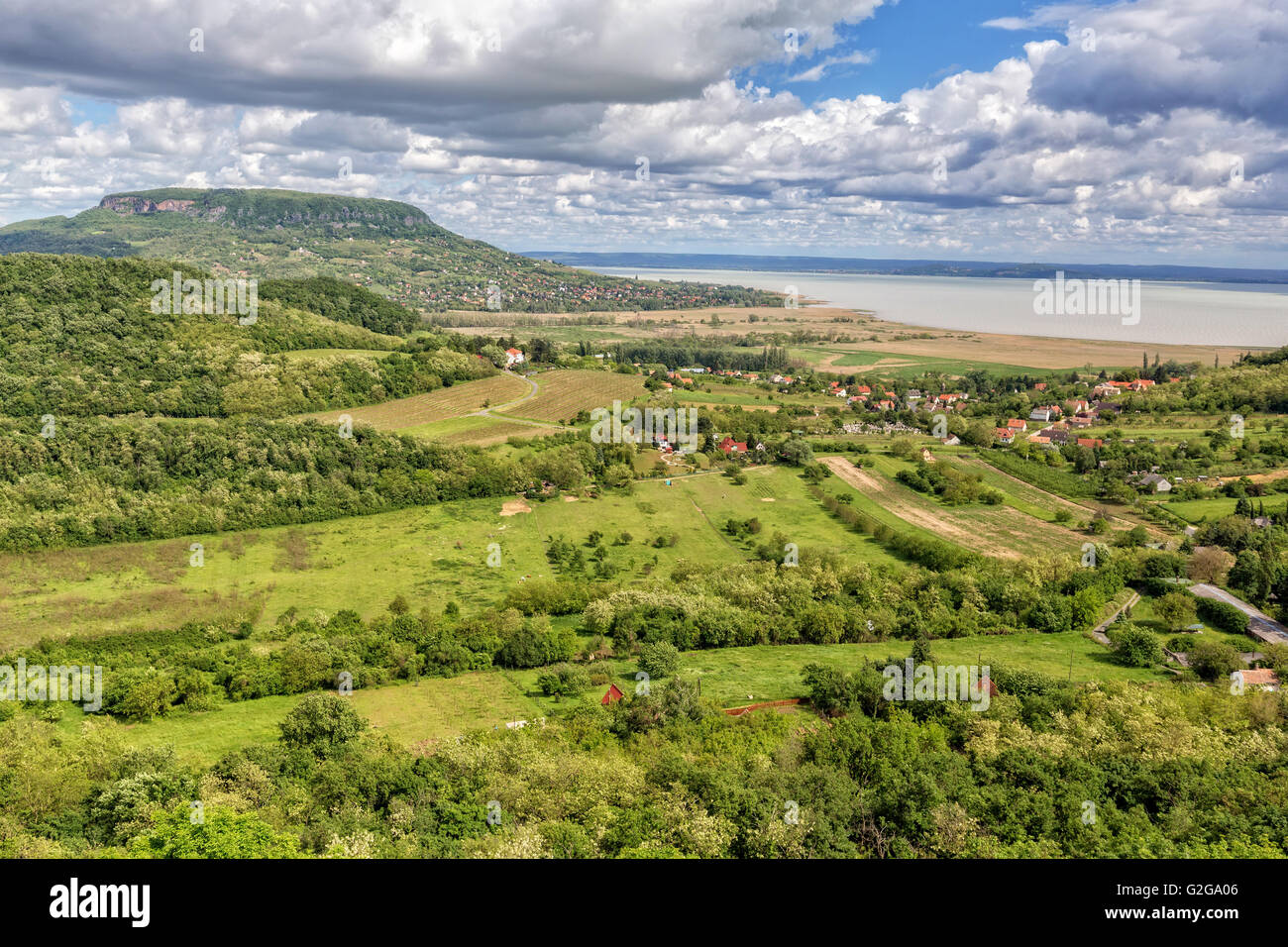 Landscape at lake Balaton, Badacsony from Hungary, Stock Photo
