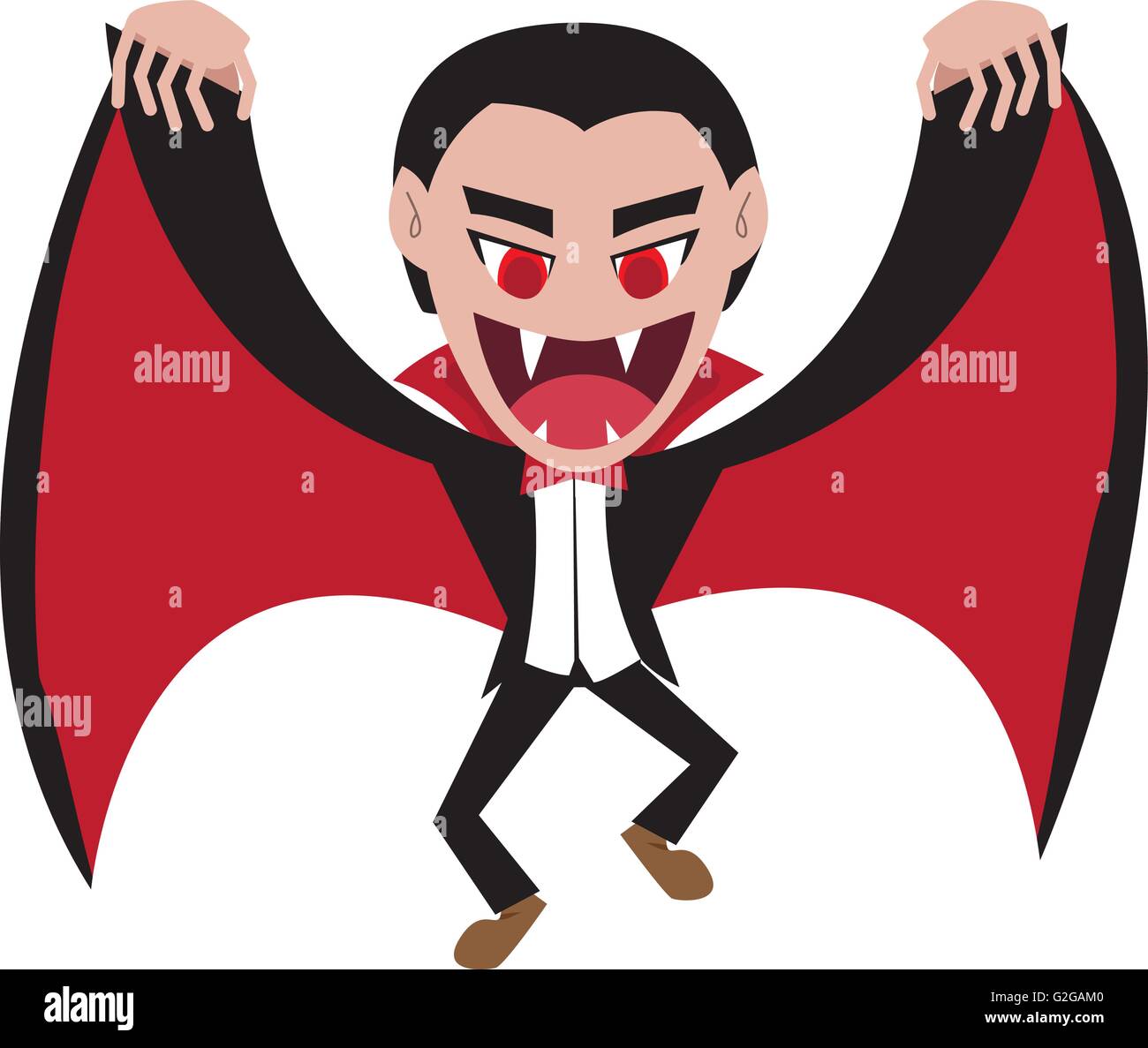 Dracula with wing cape in flat style, vector cartoon Stock Vector
