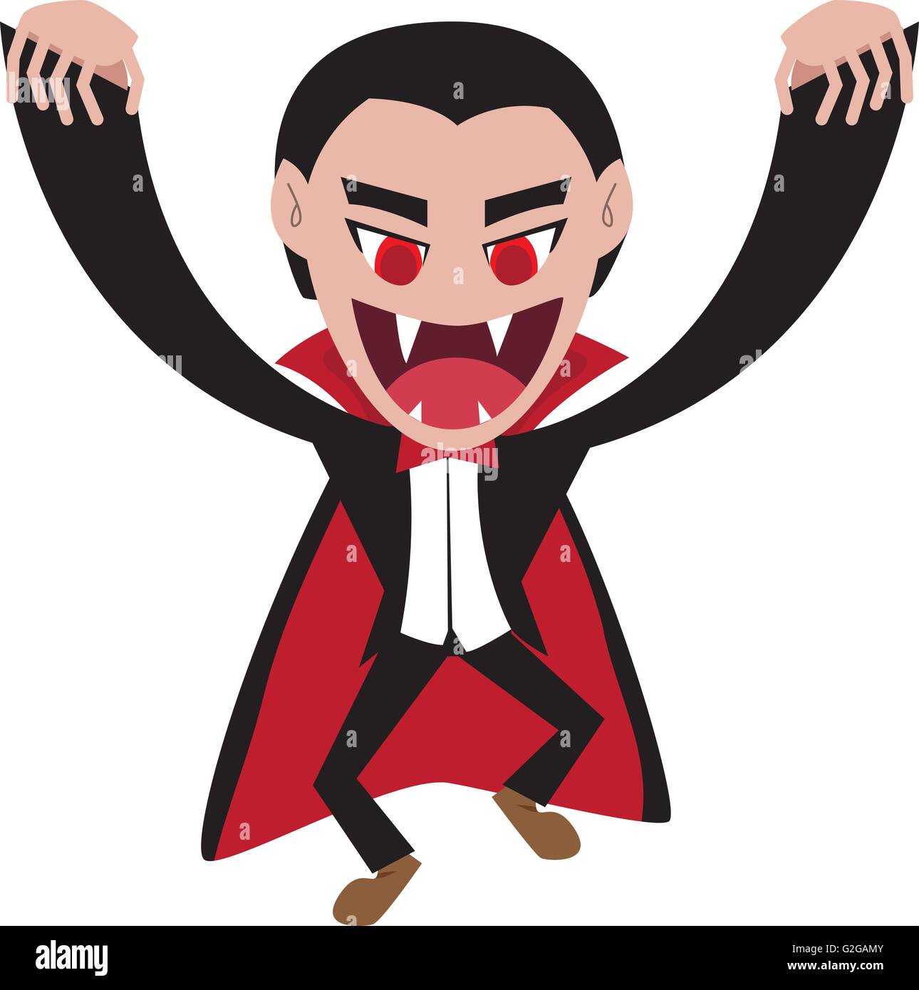 Dracula with cape in flat style, vector cartoon Stock Vector