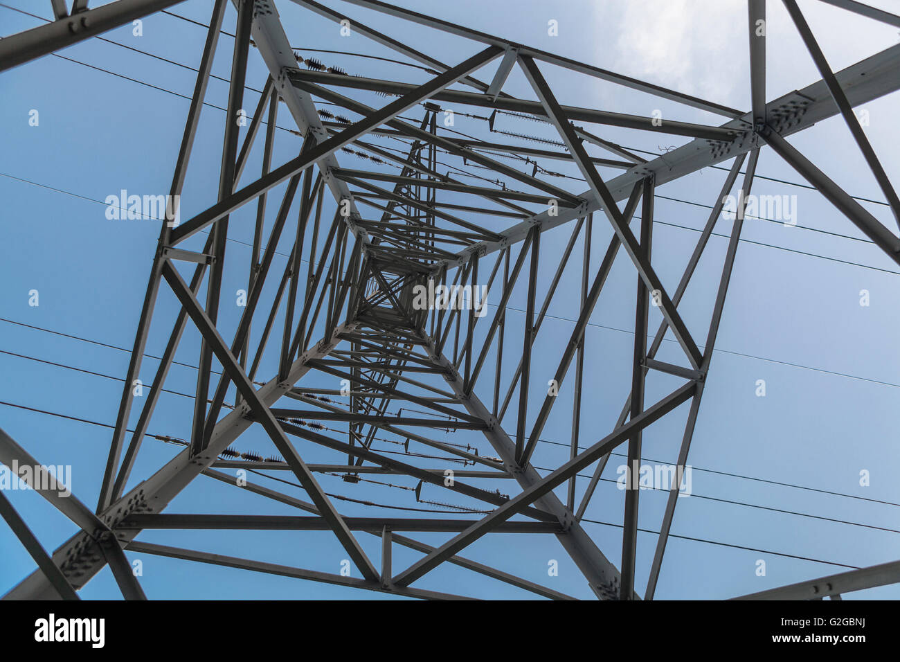Abstract View Inside Of A High Voltage Electricity Pole G2GBNJ 
