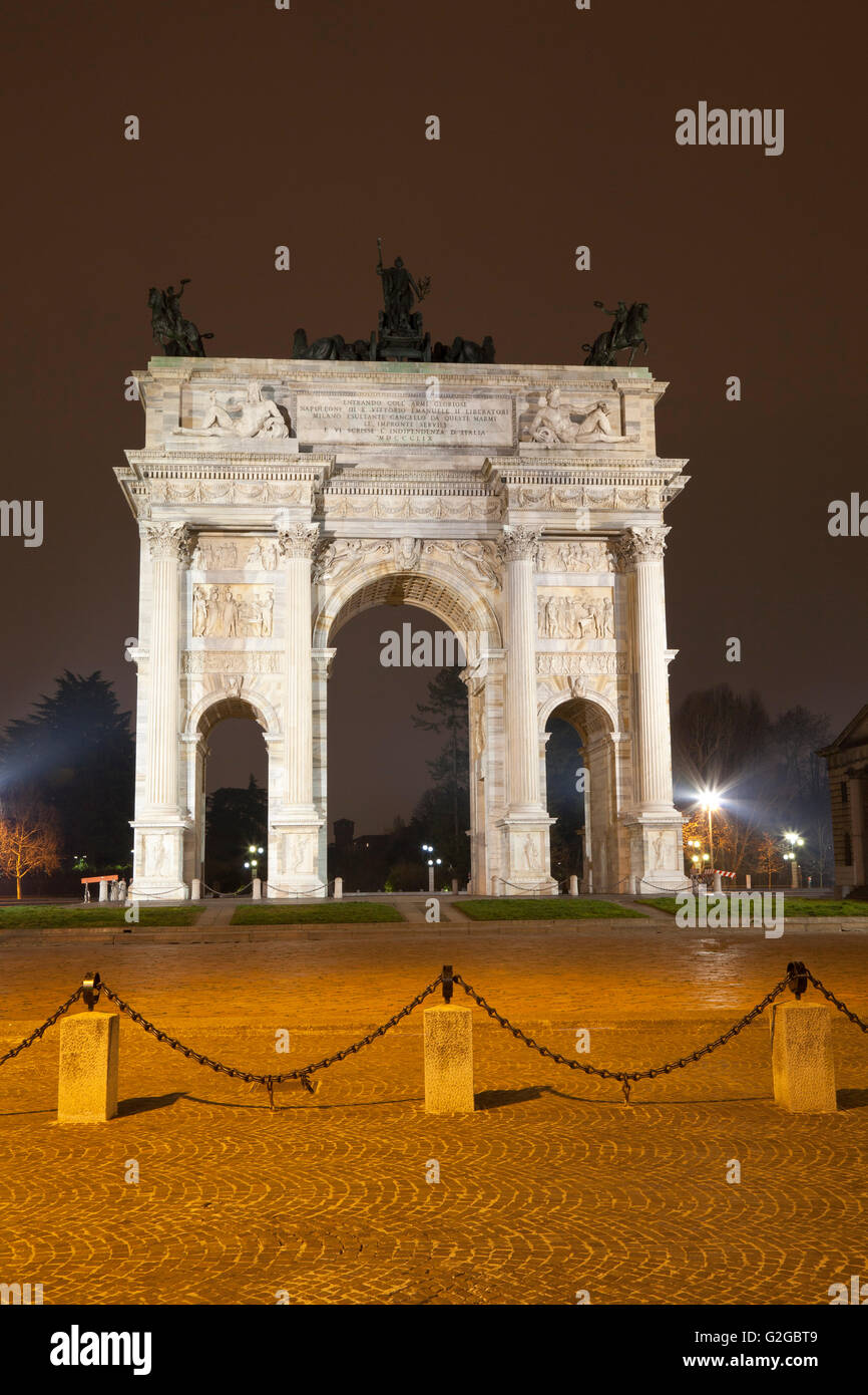 Arco della Pace, triumphal arch, Milan, Lombardy, Italy Stock Photo