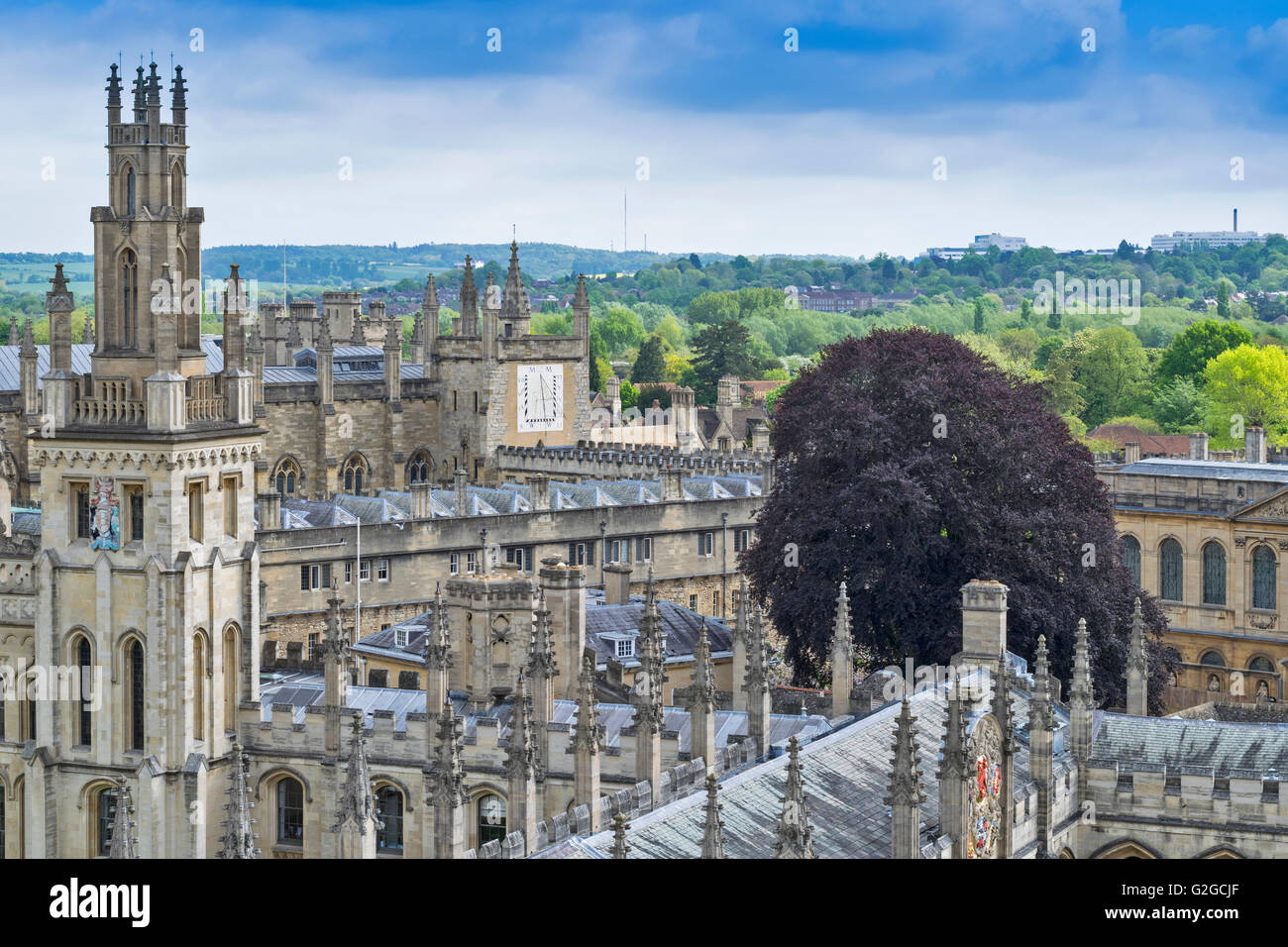 OXFORD CITY LOOKING ACROSS ALL SOULS AND HERTFORD COLLEGES Stock Photo