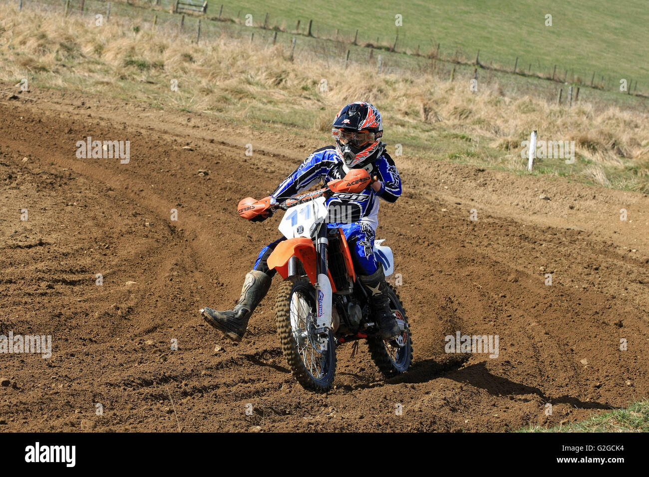 Motocross racing at Rhynie Motocross track, Rhynie Scotland. Stock Photo
