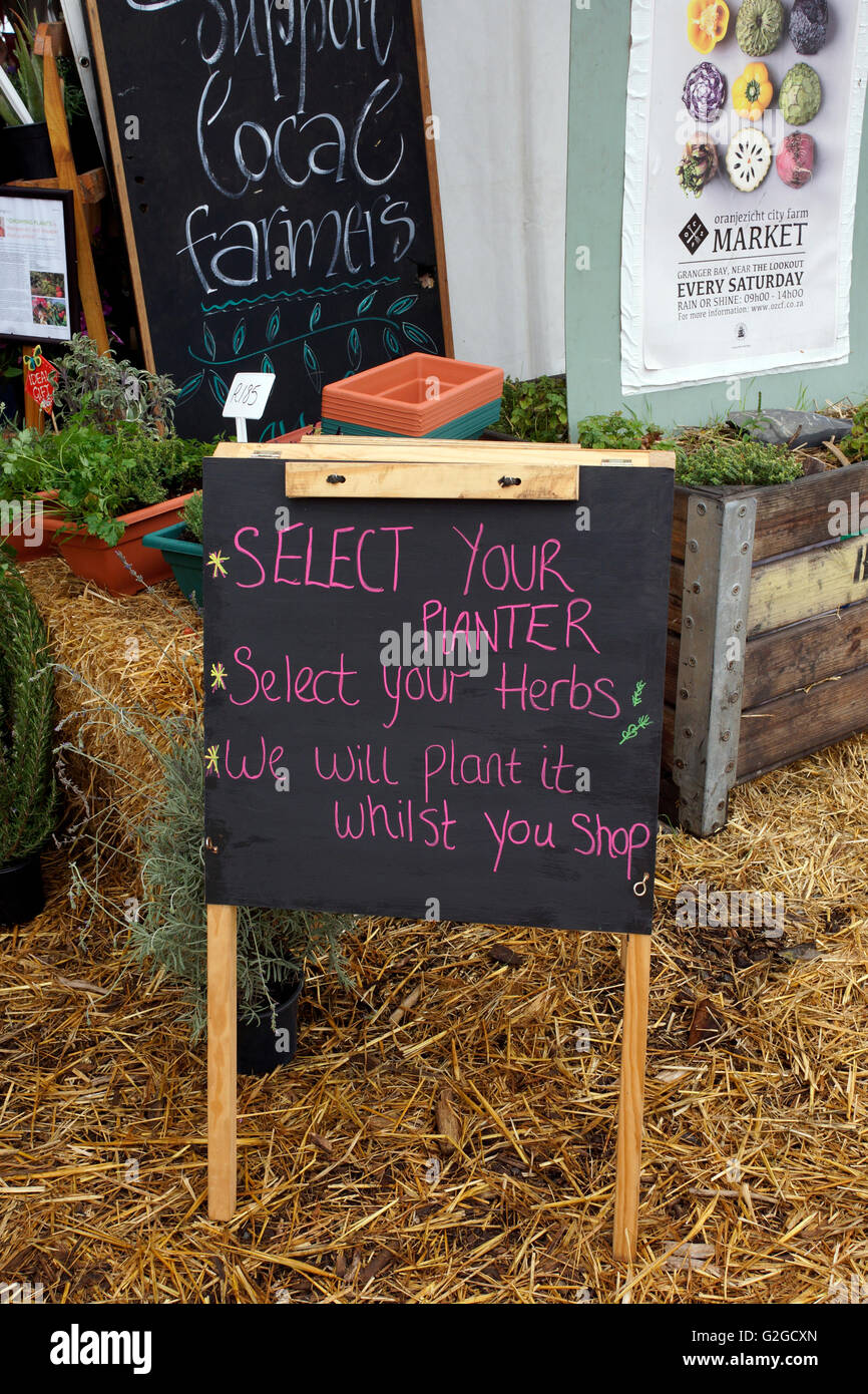 Herbs for sale at the The Oranjezicht City Farm (OZCF) Market Day