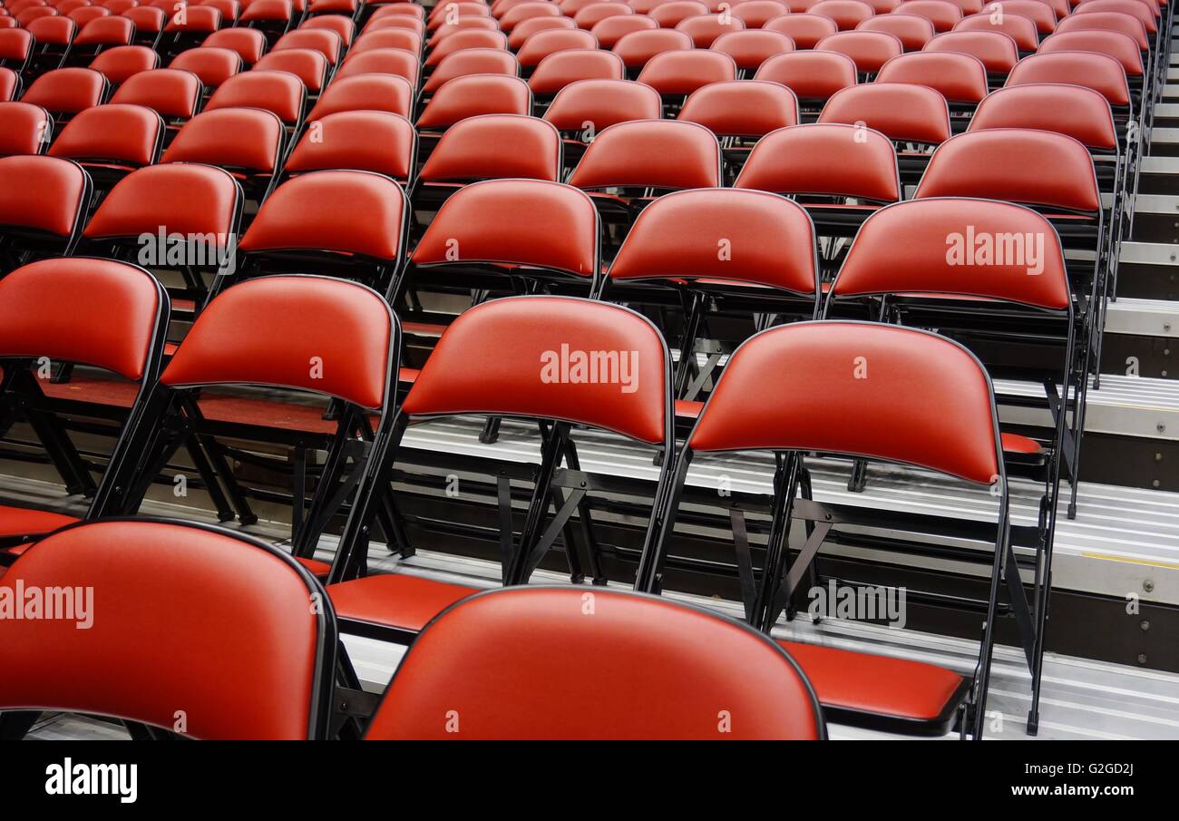 Tribune sports stadium with empty chairs Stock Photo - Alamy