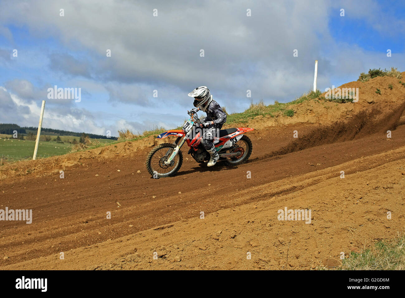 Motocross racing at Rhynie Motocross track, Rhynie Scotland. Stock Photo