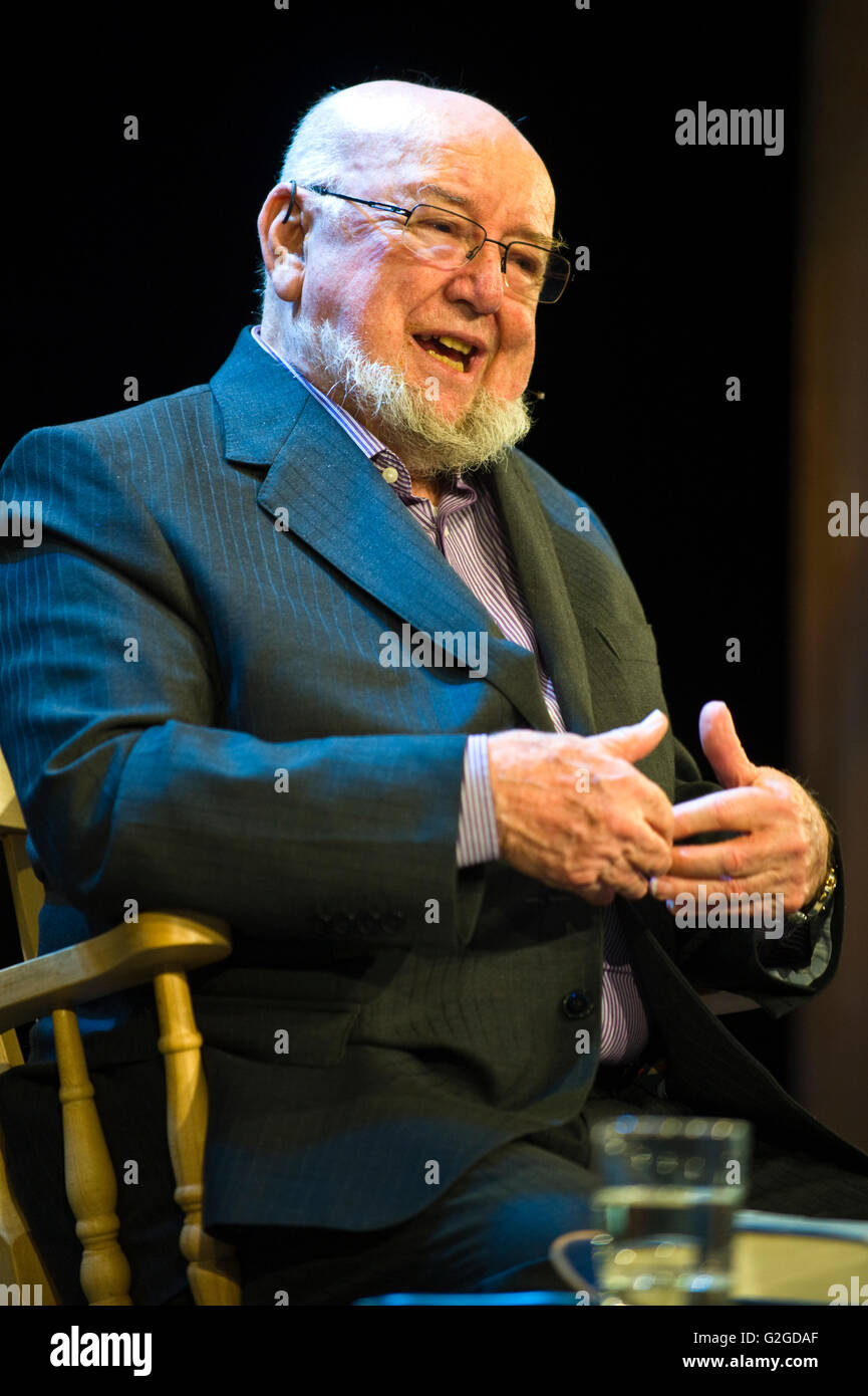 Thomas Kenealy Thomas Keneally Australian novelist speaking on stage at Hay Festival ...