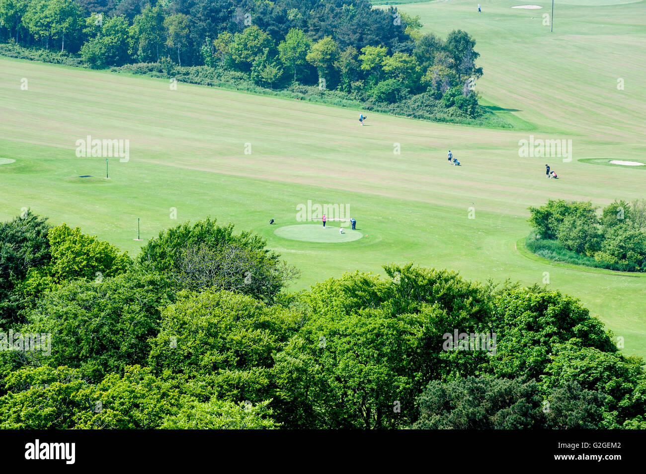 Dublin,Ireland - May 29, 2016. View from top of the hill on Golf course Deerpark Stock Photo
