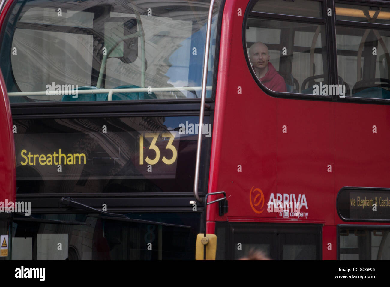 Arriva bus passenger central London Stock Photo