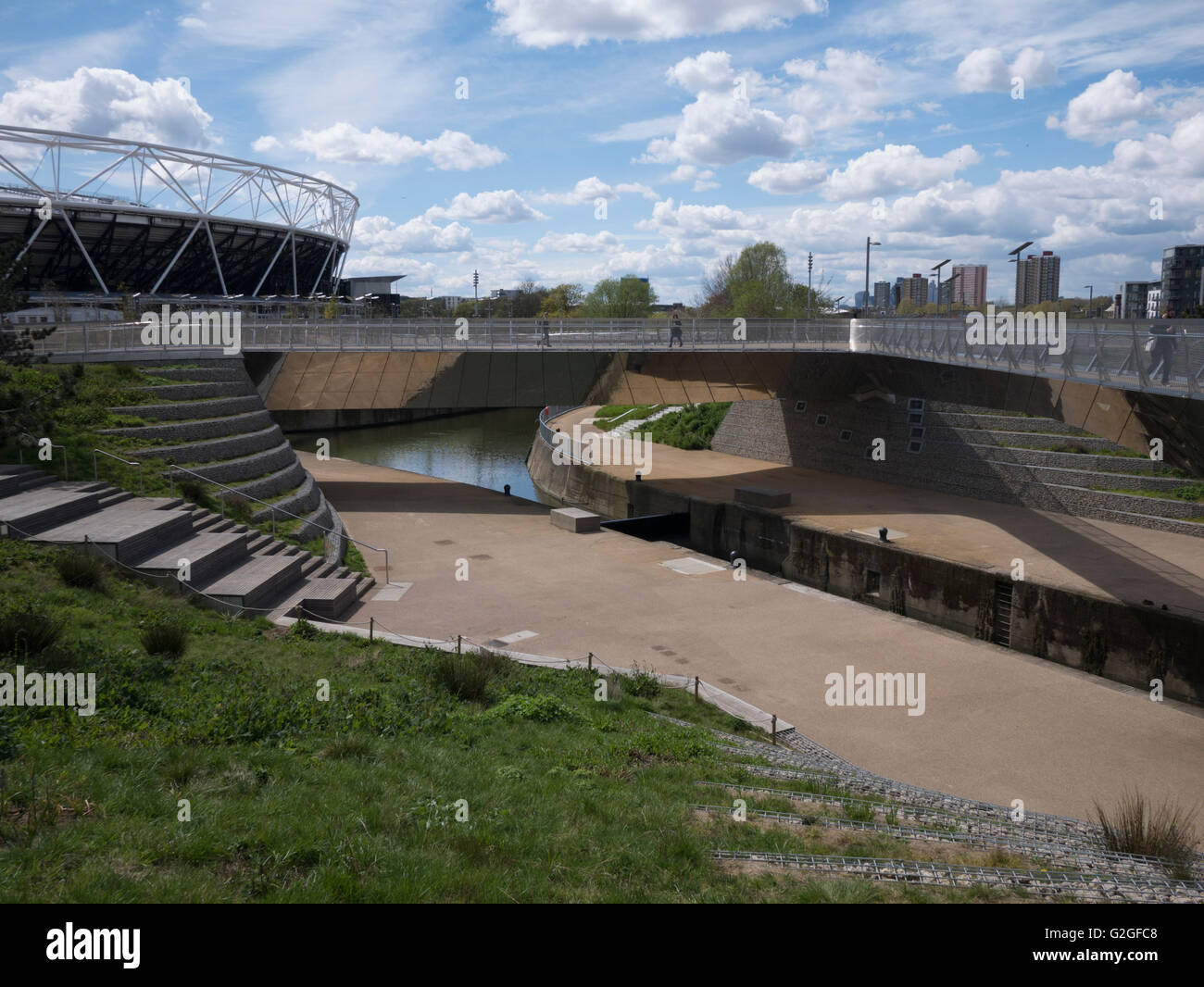 Olympic Park Stratford London, with River Lea Stock Photo