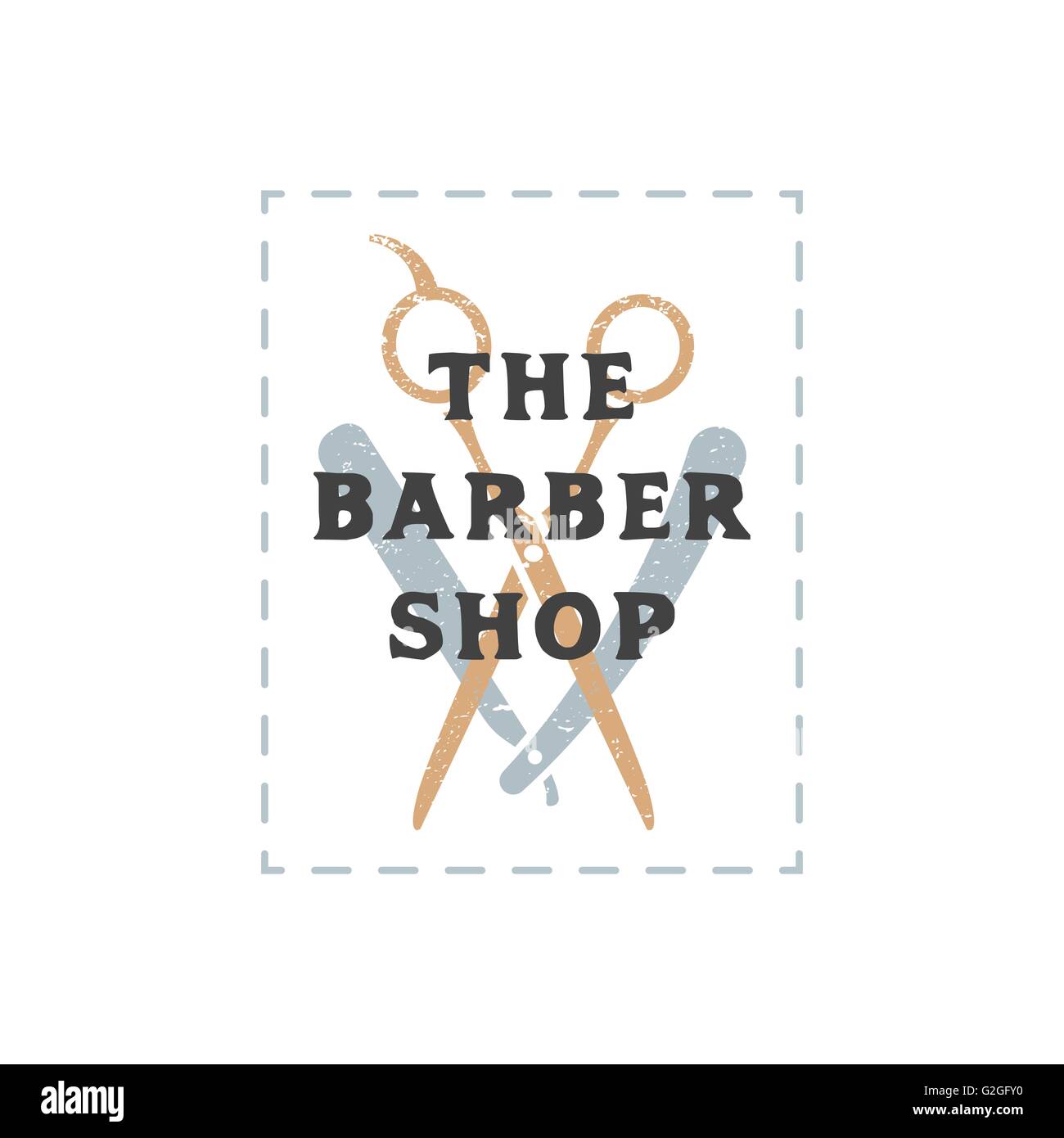 Vector Colored Vintage Barber Shop Hairdresser Logo With Scissor