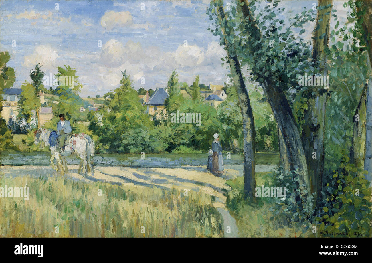 Camille Pissarro - Sunlight on the Road, Pontoise - Museum of Fine Arts, Boston Stock Photo