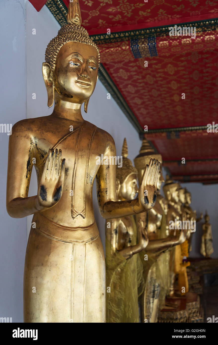 Buddha images, Wat Pho (Wat Po) Temple, Bangkok, Thailand Stock Photo