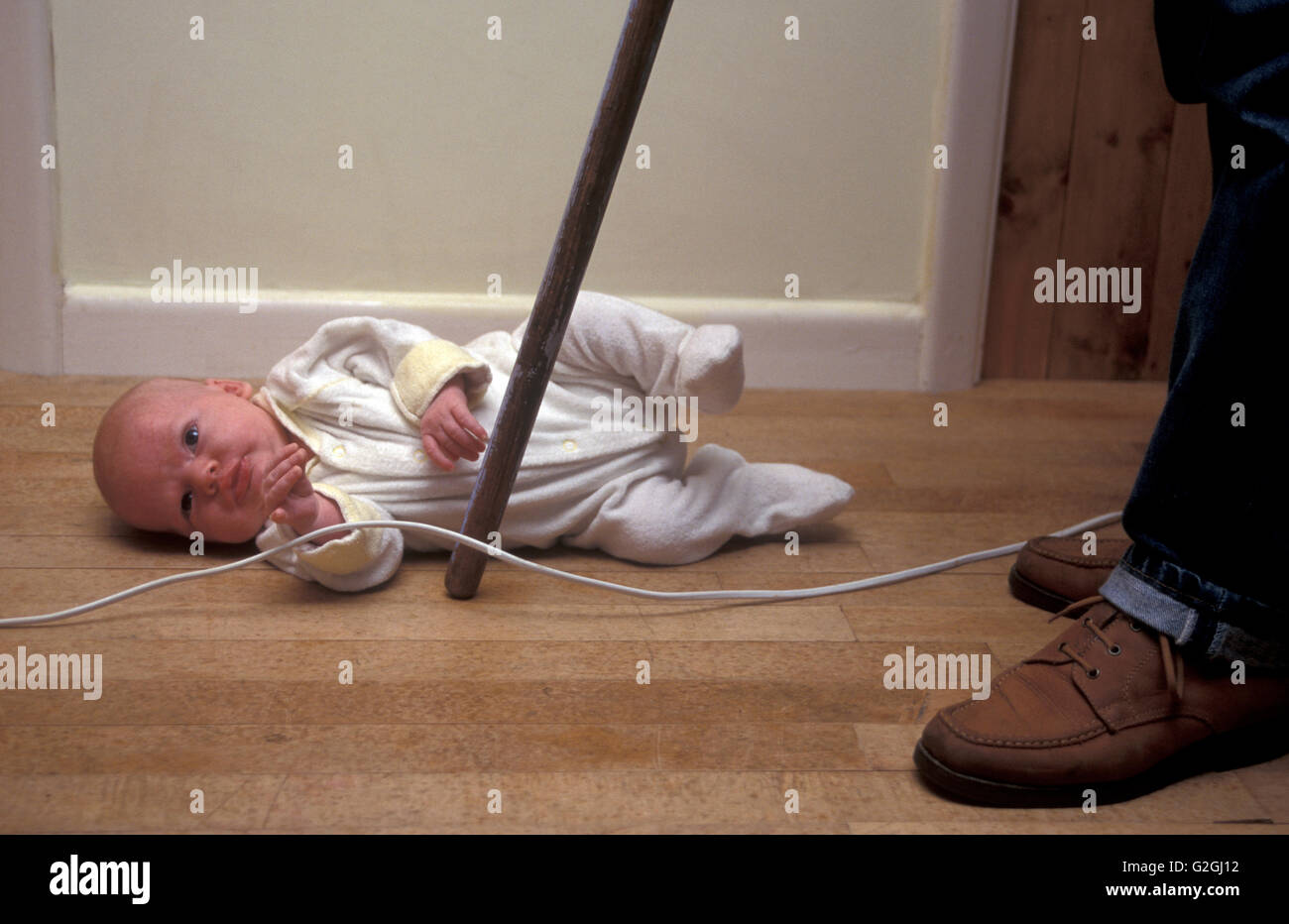 first aid for baby following electric shock Stock Photo