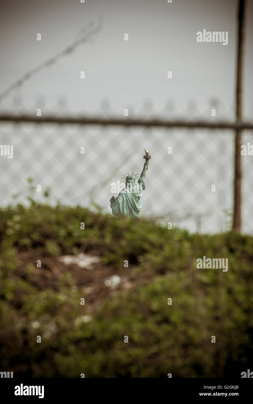 Statue of Liberty, Rear View, Viewed From New Jersey, USA Stock Photo