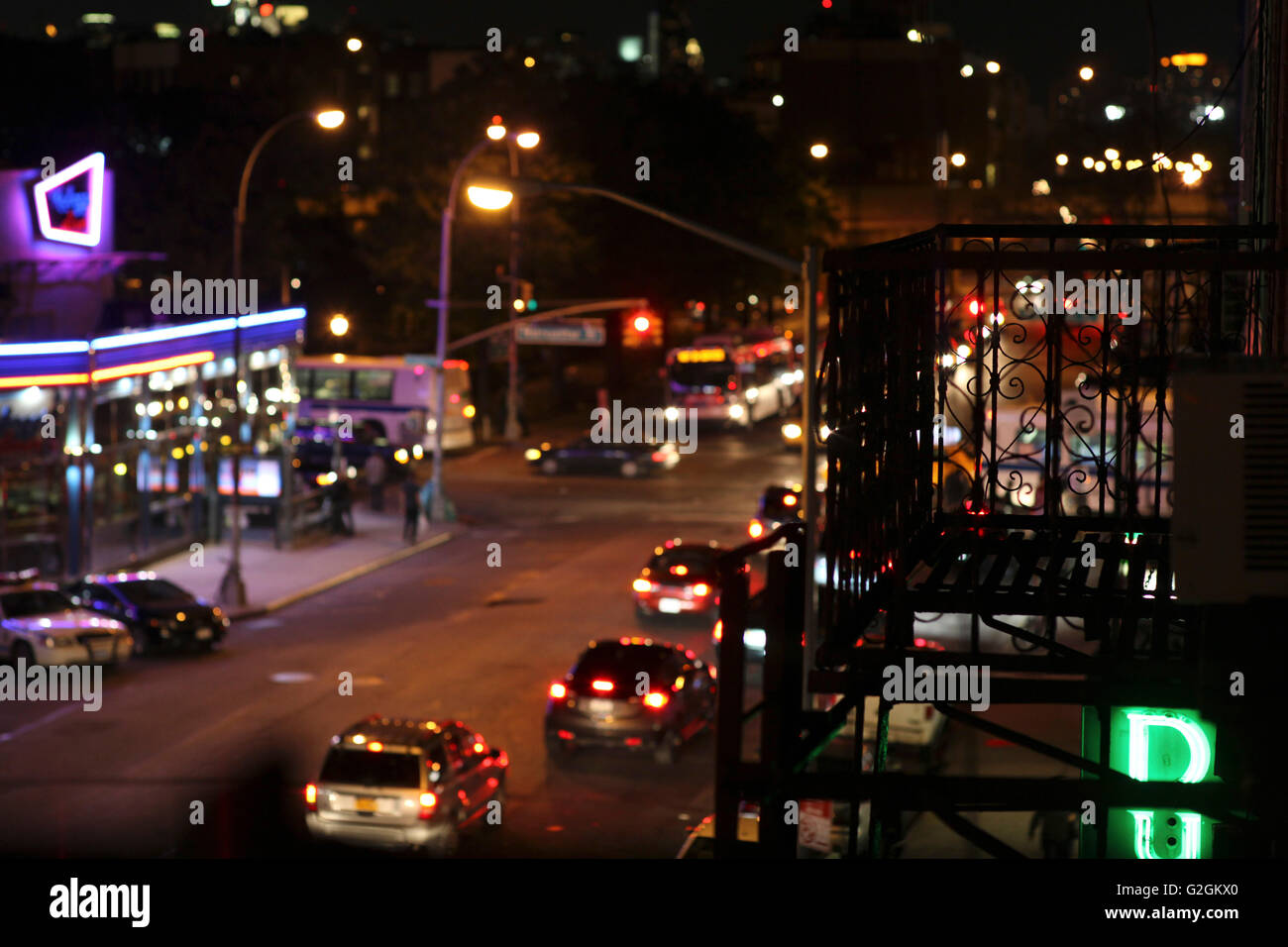 Urban Street Scene at Night, Williamsburg, Brooklyn, USA Stock Photo