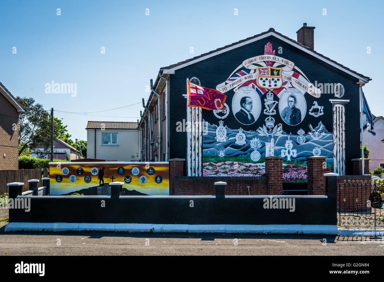 UVF commemorative mural in Sydenham estate, East Belfast. Stock Photo