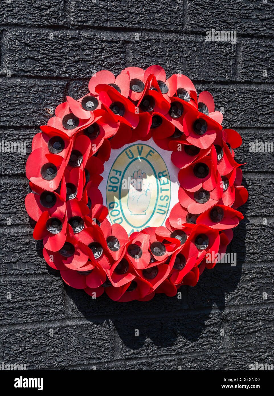 UVF poppy wreath in Orangefield area of East Belfast. Stock Photo