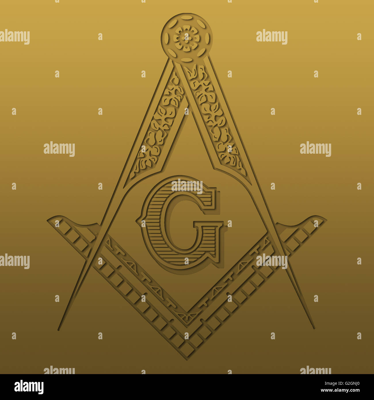 thumbnail image 2 of Masonic Square & Compass Auto Emblem - 2.75" Gold Plated Zinc Alloy Car Badge 2 of 6