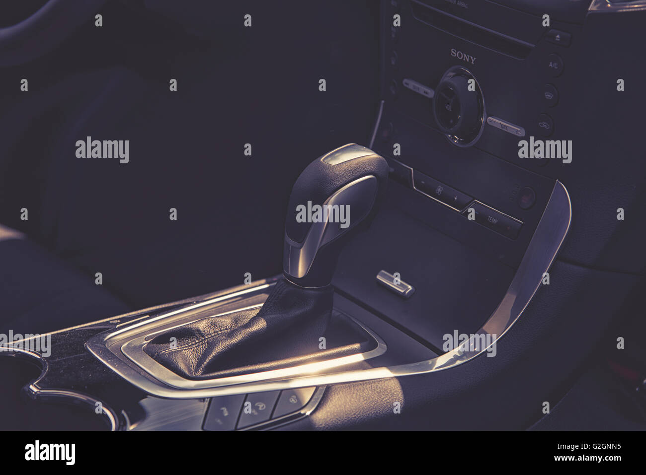 Wroclaw, Poland, May 28, 2016: Close up on Ford C-Max gear box  on Motoshow on May 28, 2016 in Poland Stock Photo