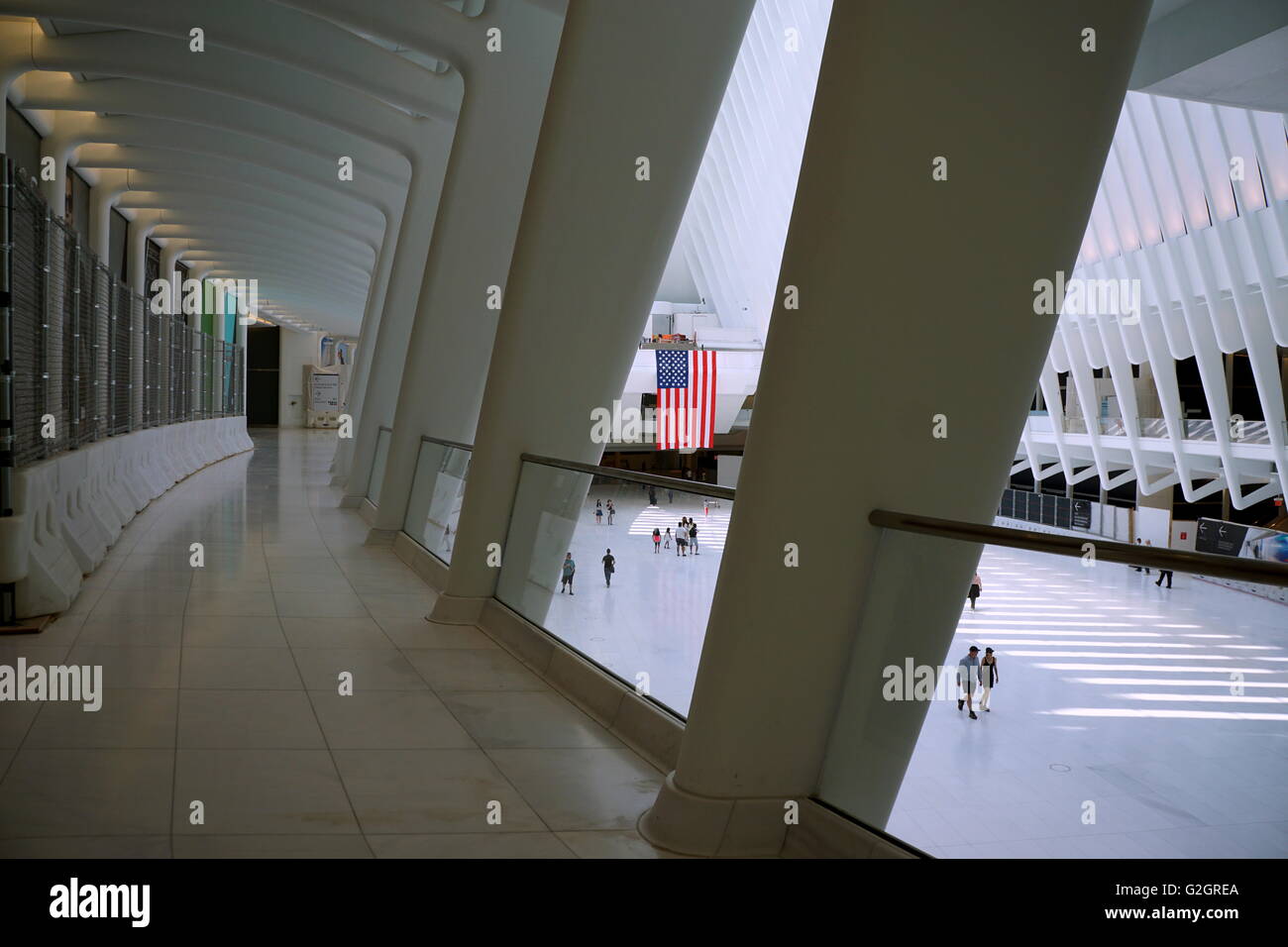 Upper Level Interior of the Oculus Transportation Hub, World Trade Center, New York City, NY, USA Stock Photo