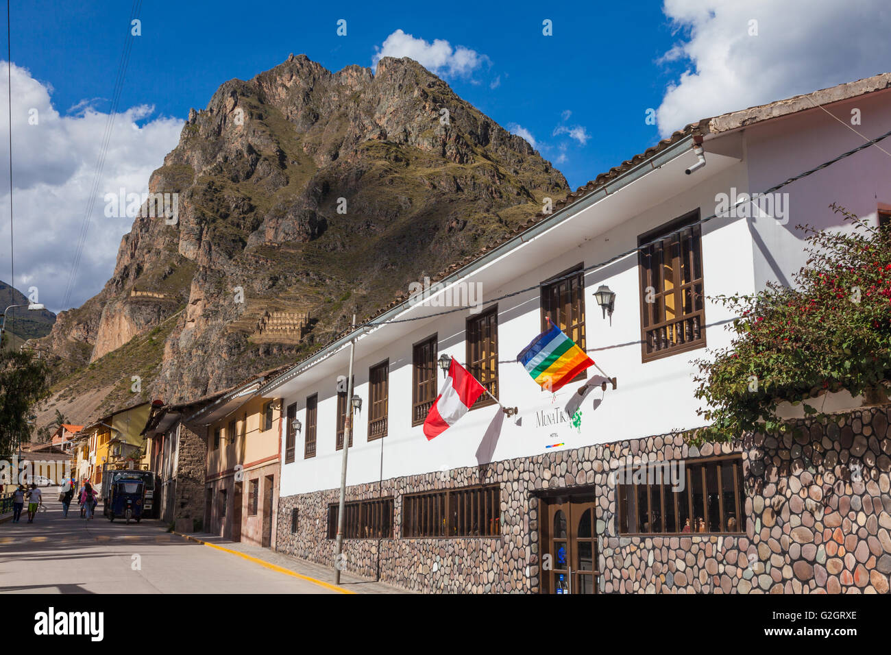 Street scene in the town of Ollantaytambo, Peru Stock Photo