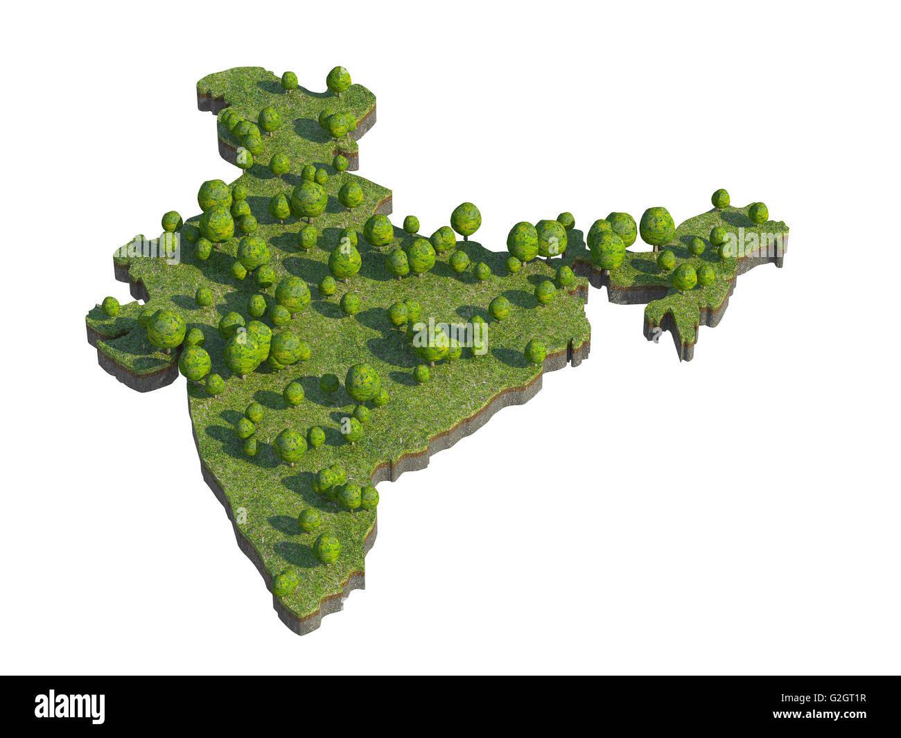 3d render of india  map section cut isolated on white with clipping path Stock Photo