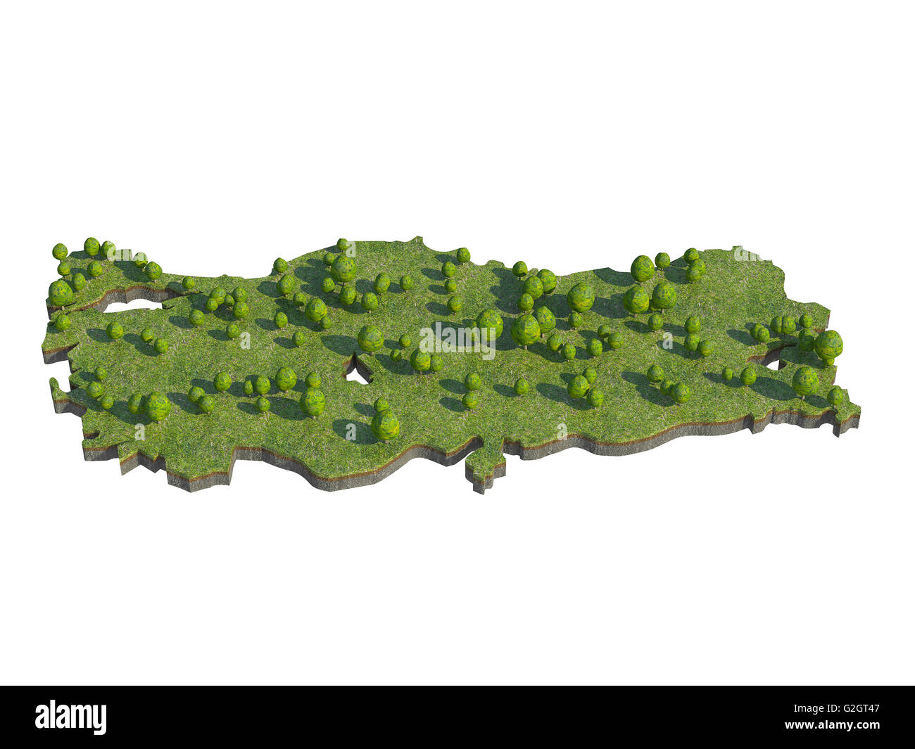 3d render of Turkey  map section cut isolated on white with clipping path Stock Photo