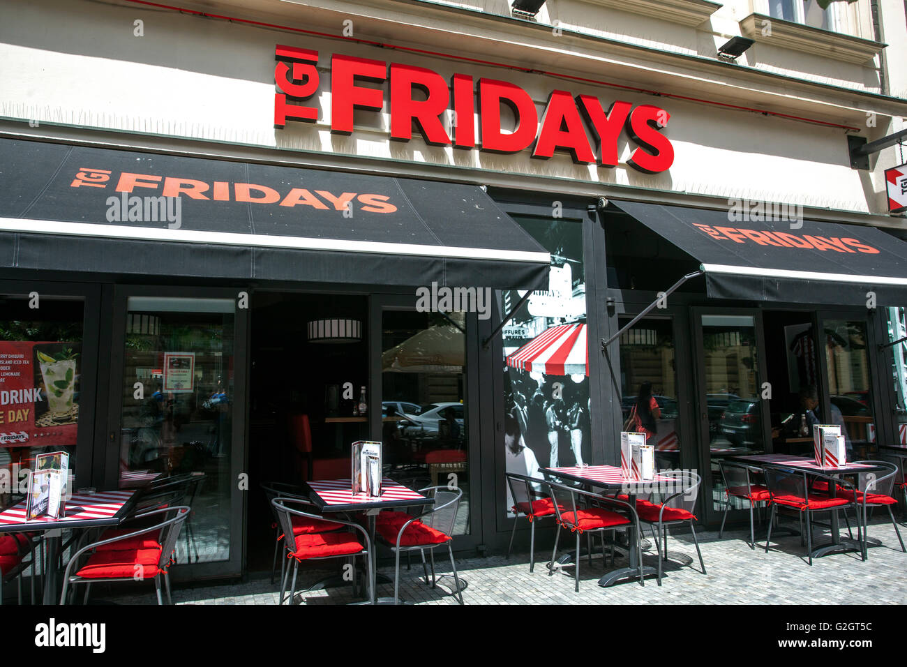 Restaurant Fridays, Na Prikope street, Prague, Czech Republic Stock Photo