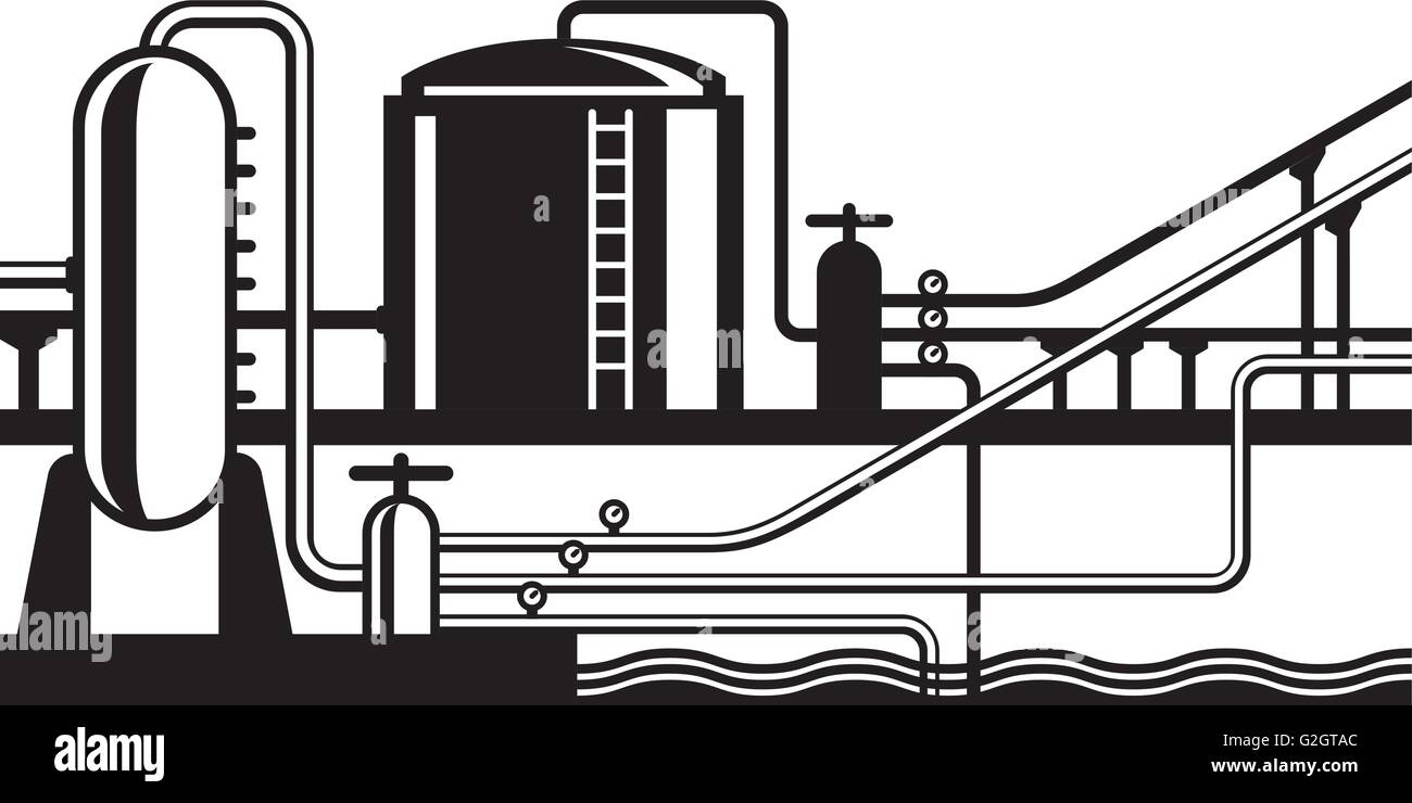 Natural gas and oil hub on pipeline - vector illustration Stock Vector
