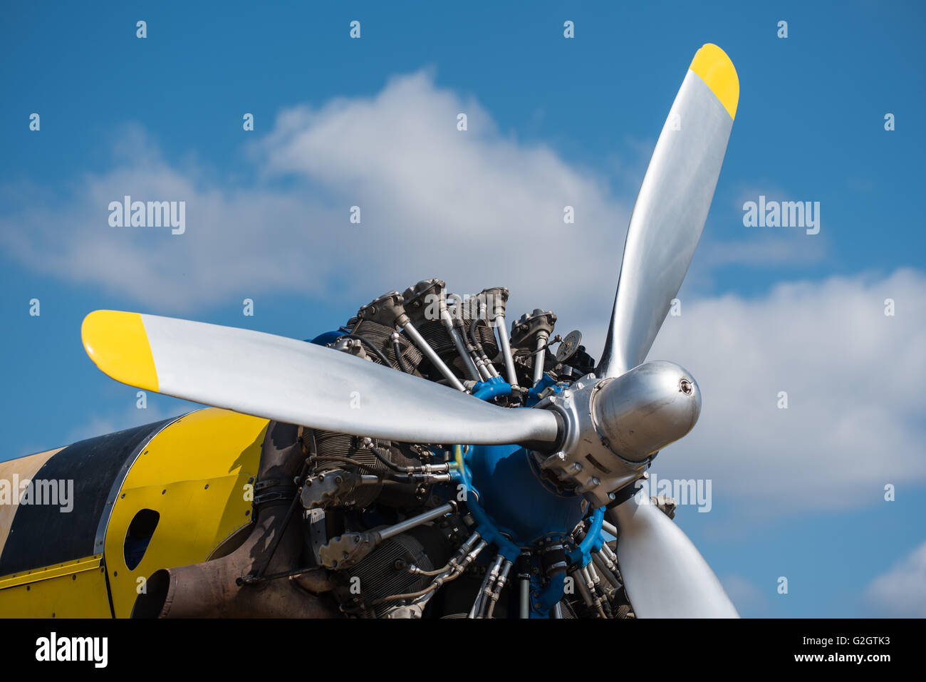 Close up of the propeller of a plane Stock Photo