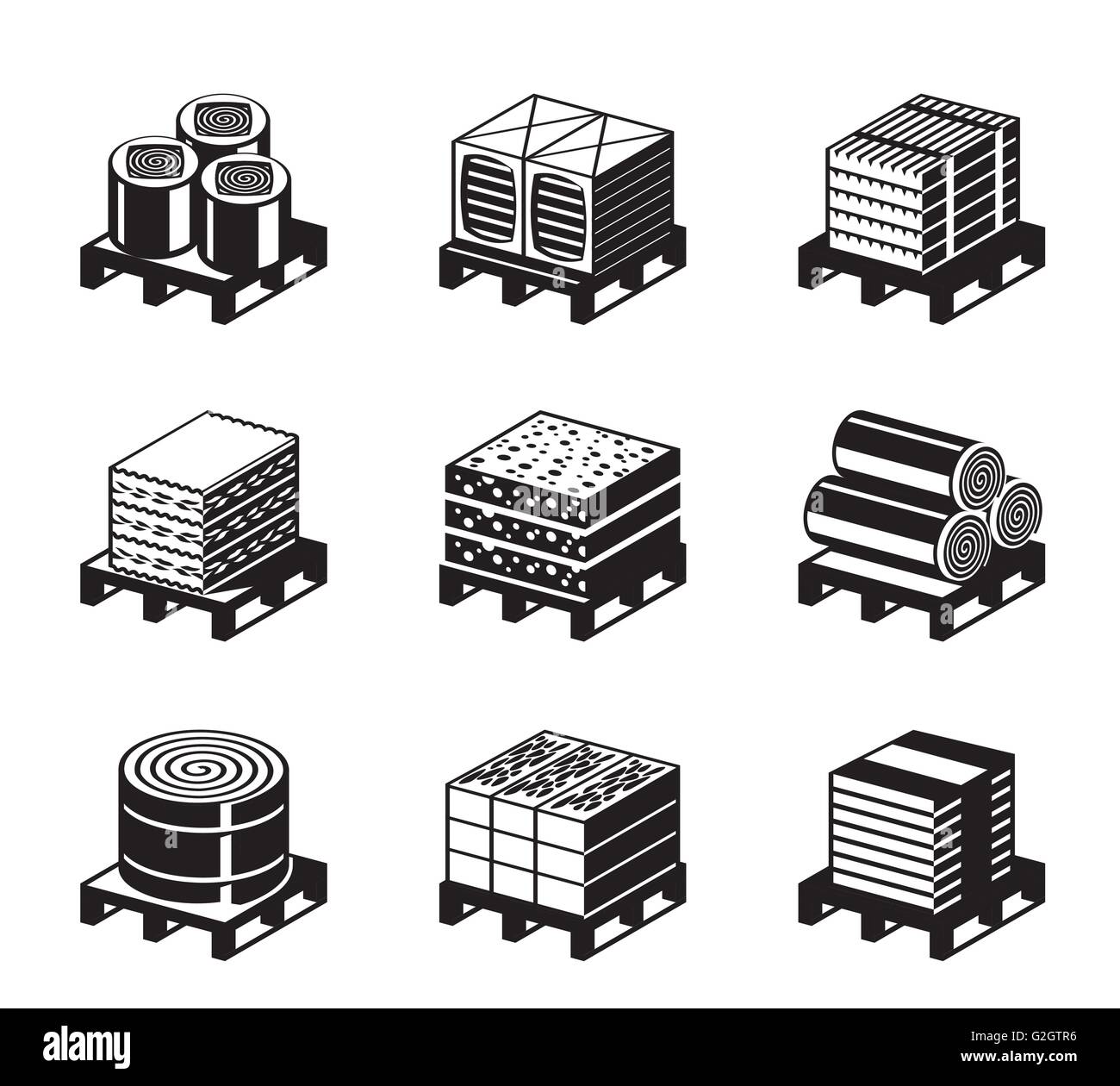 Different types of building insulation - vector illustration Stock Vector