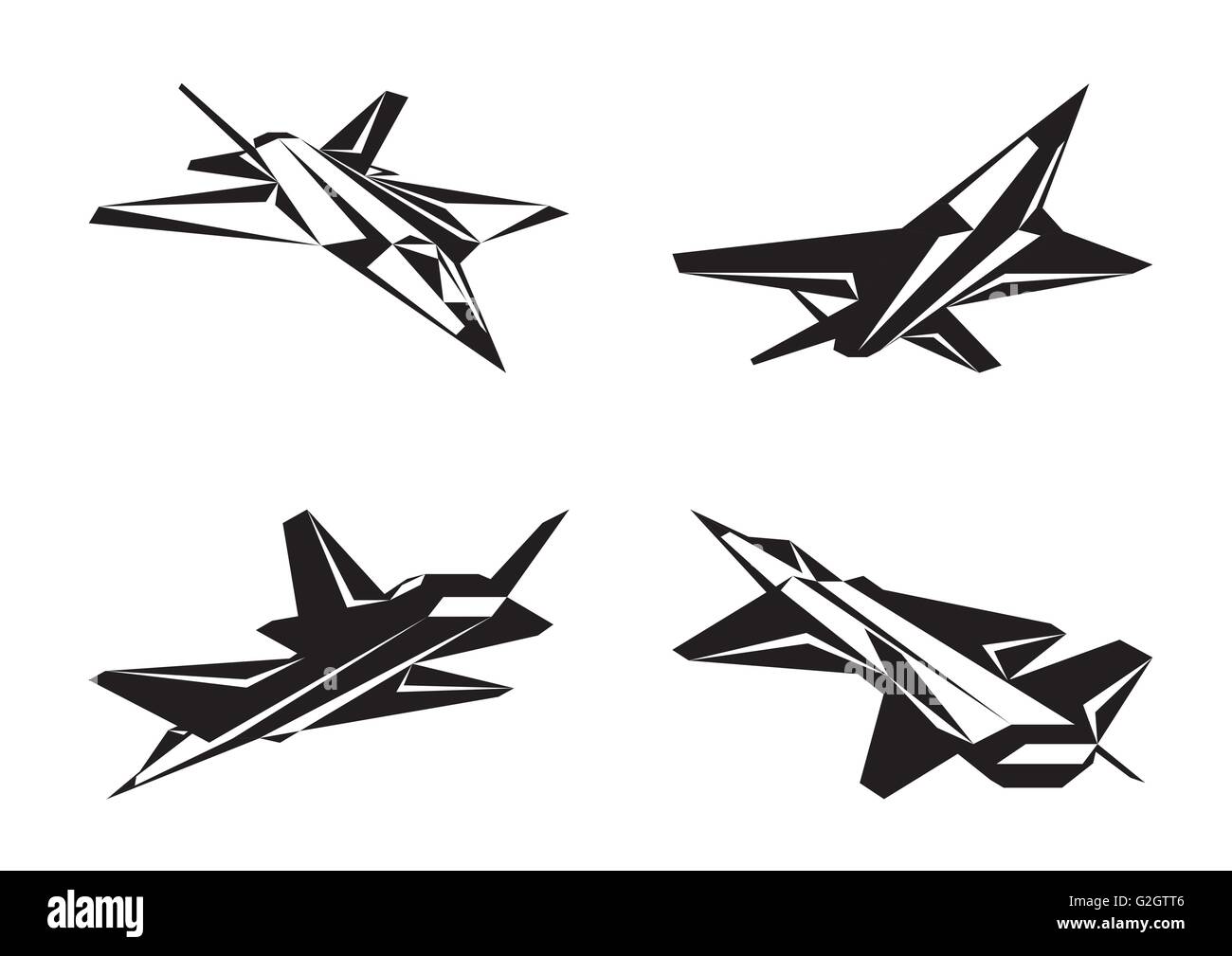 Military aircraft in perspective - vector illustration Stock Vector
