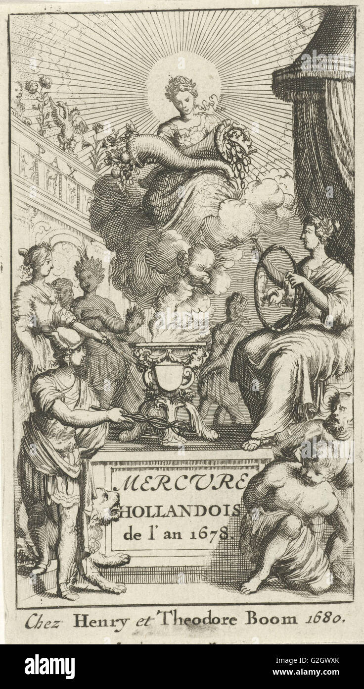 Appearance of the personification of abundance, Jan Luyken, Hendrick and Dirk Boom, 1678 Stock Photo
