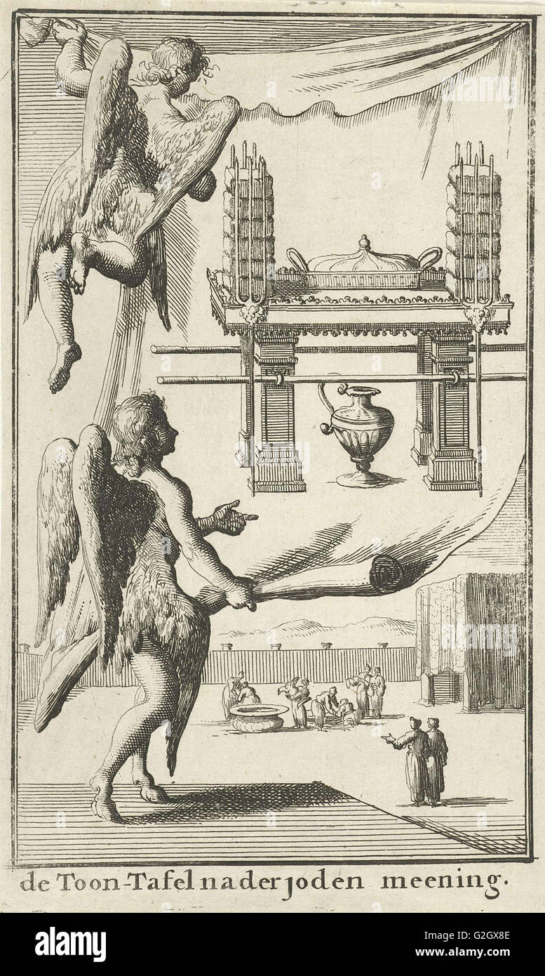 Angels study view for the Table of Showbread, Jan Luyken, Willem Goeree, 1683 Stock Photo