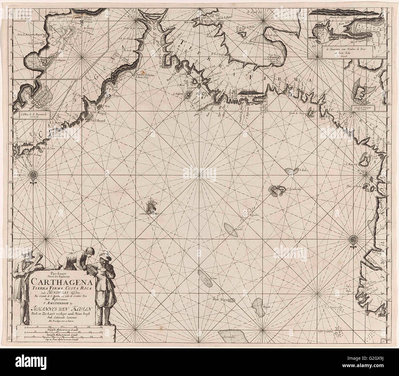 Sea chart of the coasts of Colombia, Panama, Costa Rica and Honduras ...