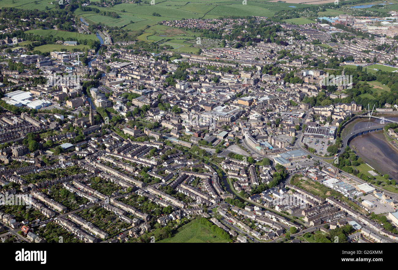 aerial view of Lancaster in Lancashire, UK Stock Photo